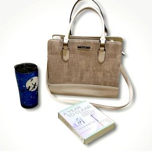 Nine West Large Purse Off White and Gold